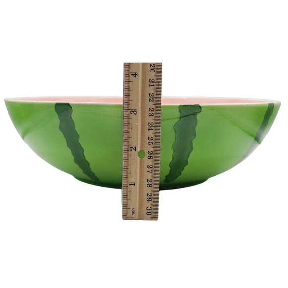 Watermelon Ceramic Serving Bowl 11 Inches Pink Green Summer Fruit Salads Snacks - Picture 12 of 12